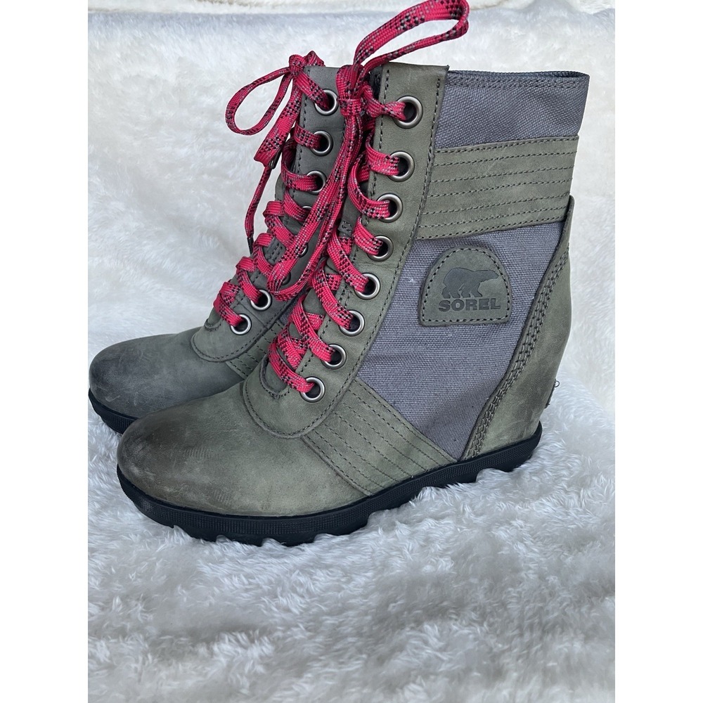 Sorel Lexie Wedge Boot In Gray Women's Sz 7